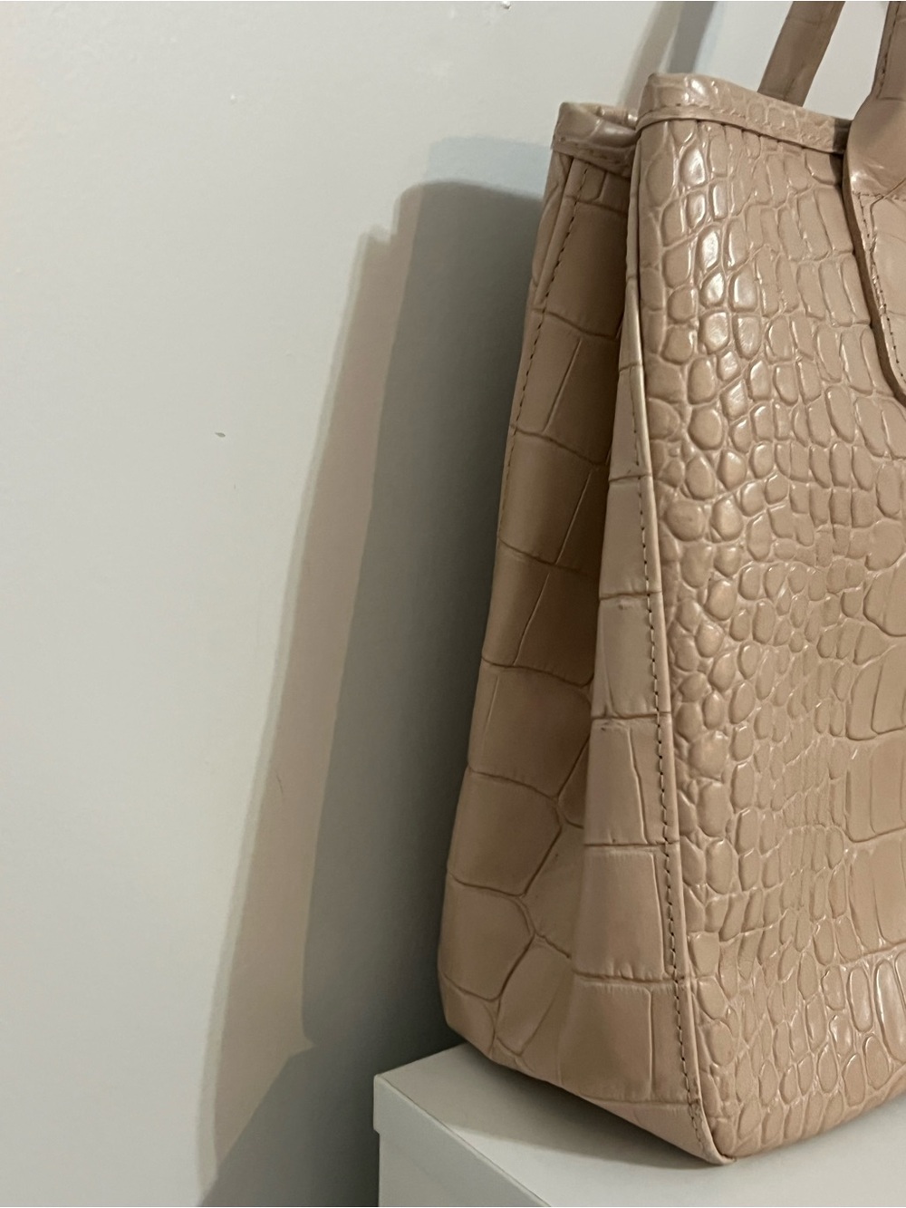 Longchamp Croc-Embossed Leather Satchel in Light Blush - Picture 5 of 16